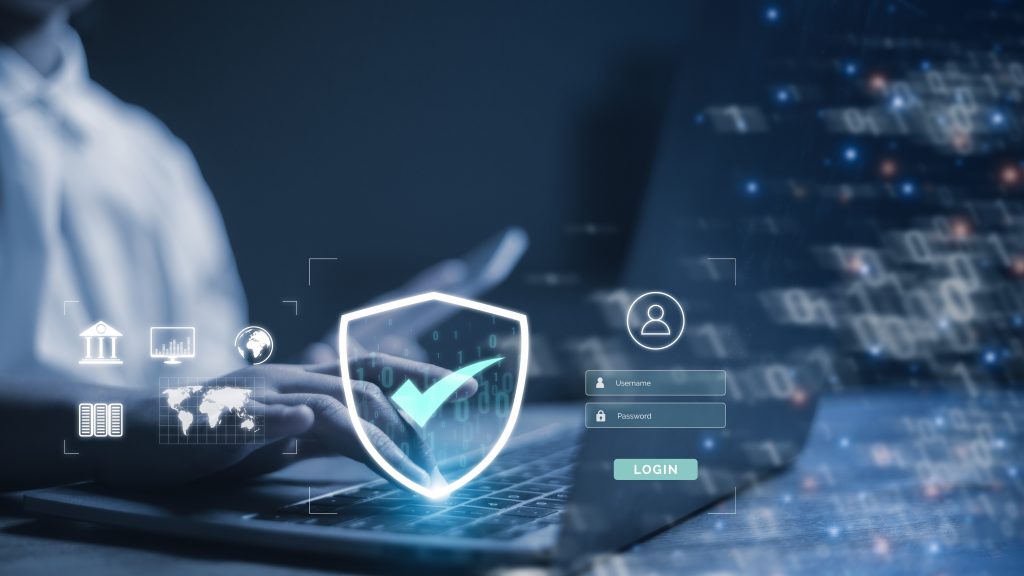 businesswomen protect personal information cybersecurity concept