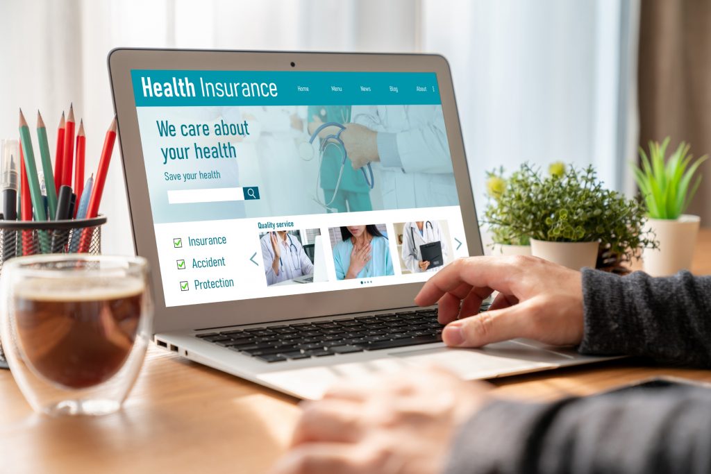 Health insurance web site modish registration system