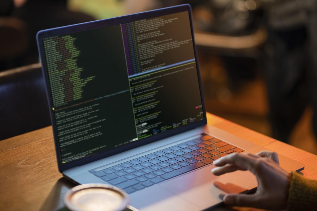 person front computer working html