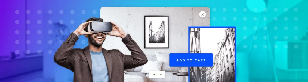 collage person virtual reality shopping generic