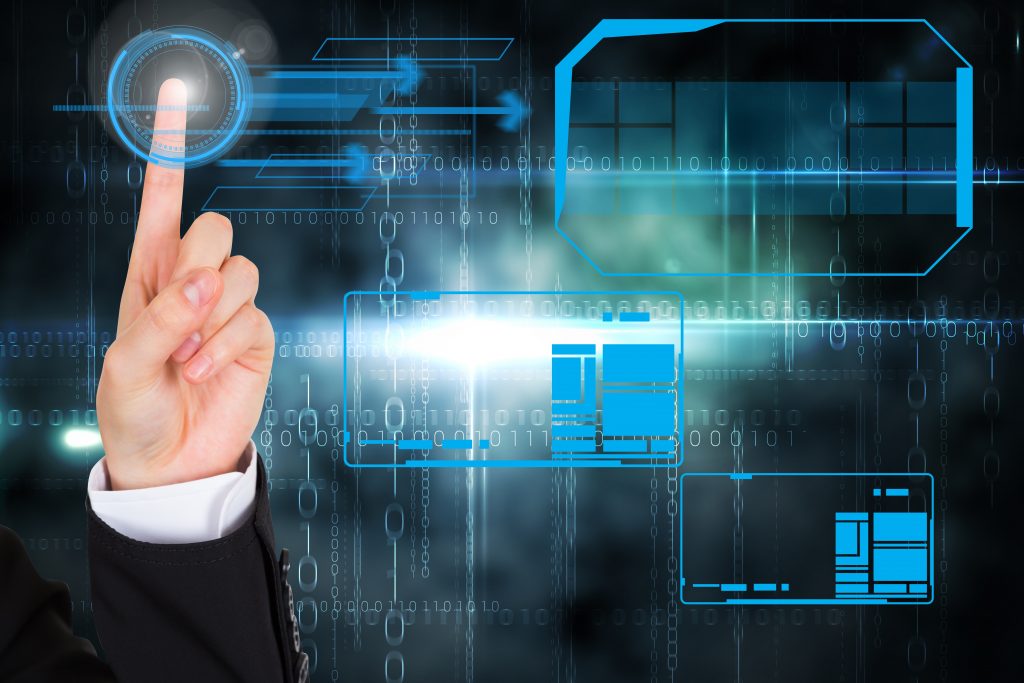 composite of hand tapping graphics on dark background