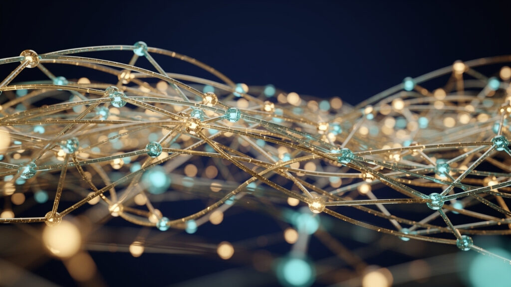 AI-Driven Crypto - Glowing fiber optic network representing crypto data connections