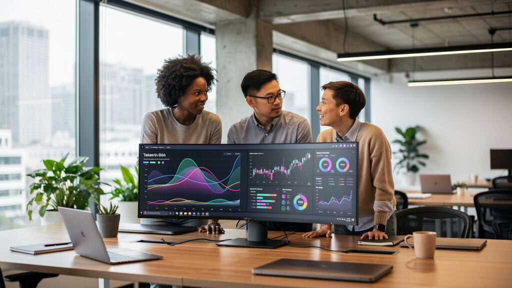 AI-Driven Crypto - Fintech team collaborating on AI crypto investment platform