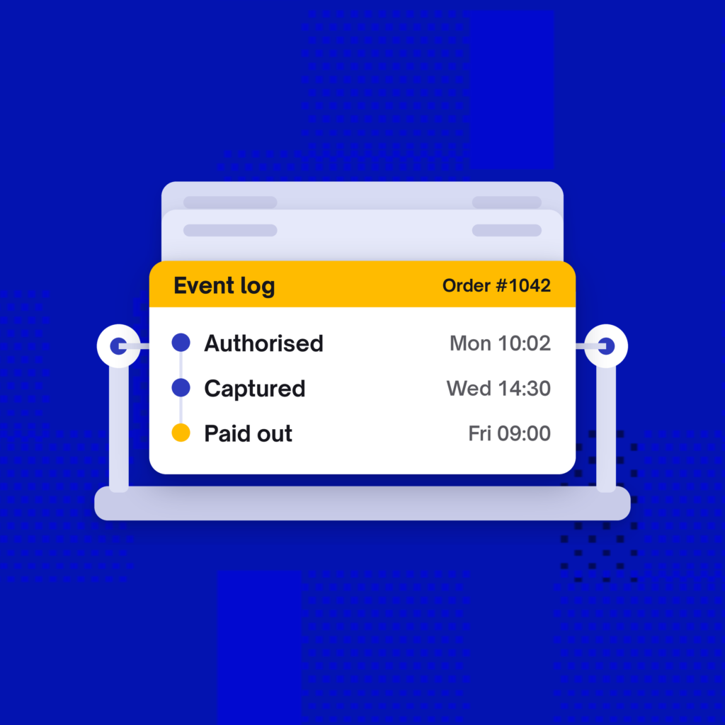 UAE checkout: an order event log from authorised to captured to paid out, illustrated