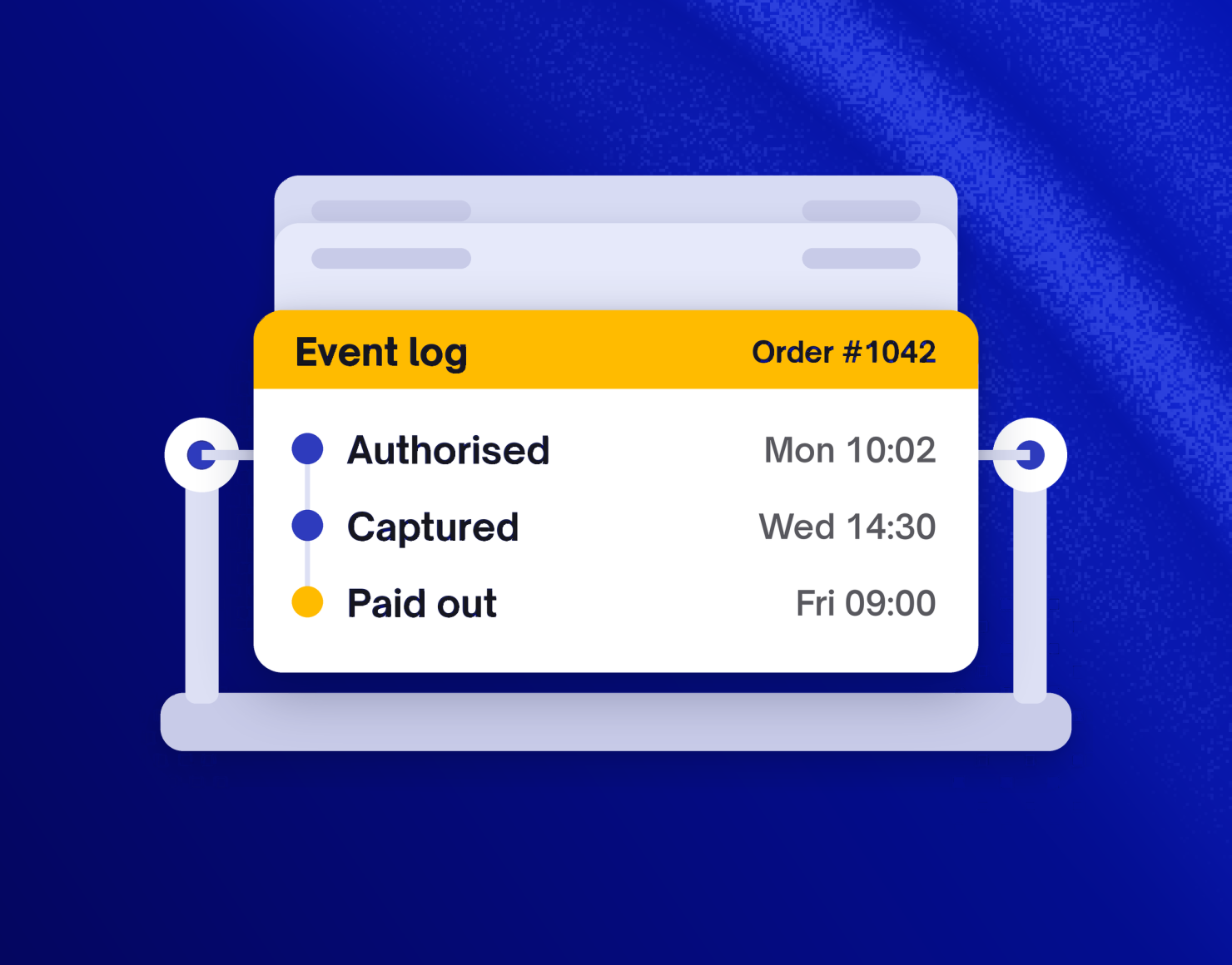 UAE checkout: an order event log from authorised to captured to paid out, illustrated
