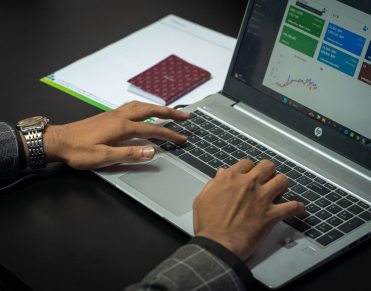 Marketplace payment splitting workflow shown on a laptop dashboard