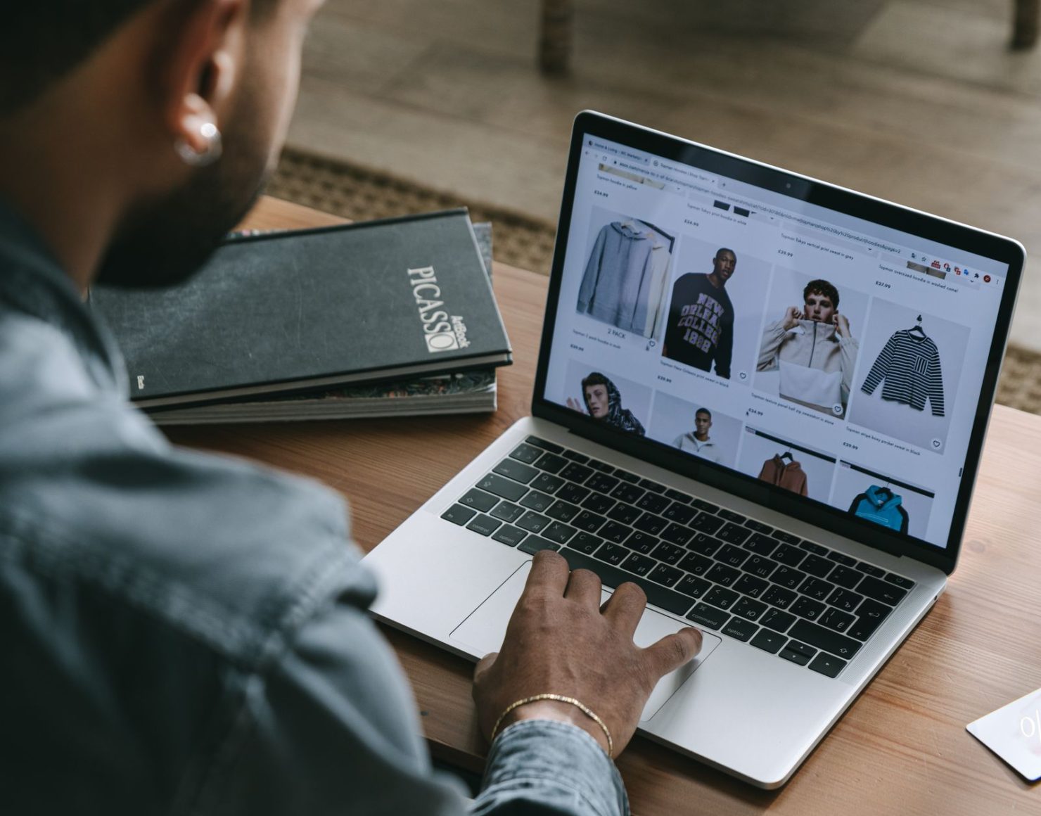 Building a multi-vendor marketplace with Medusa.js: browsing an online storefront on a laptop