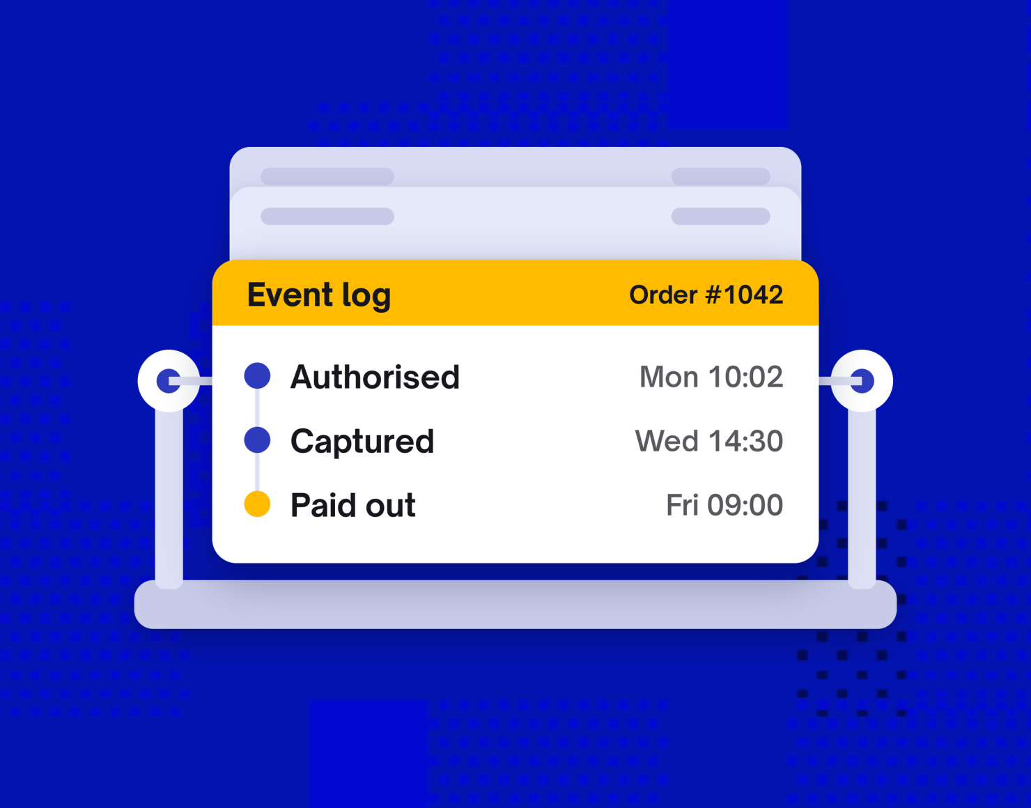 UAE checkout: an order event log from authorised to captured to paid out, illustrated