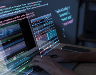 programming background with person working with codes computer 1