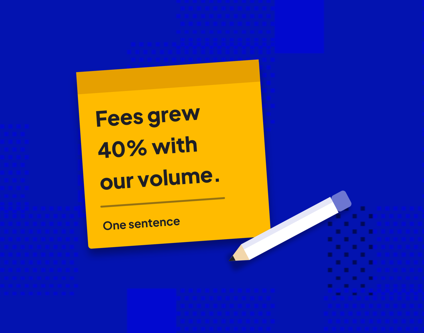 Sharetribe alternatives: a sticky note reading Fees grew 40% with our volume beside a pencil, illustrated